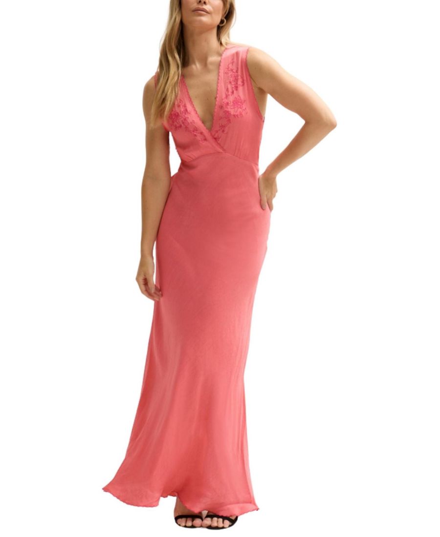 

Женское длинное платье Pandora без рукавов, с вышивкой, с косым кроем Lily and Lionel London, Orange