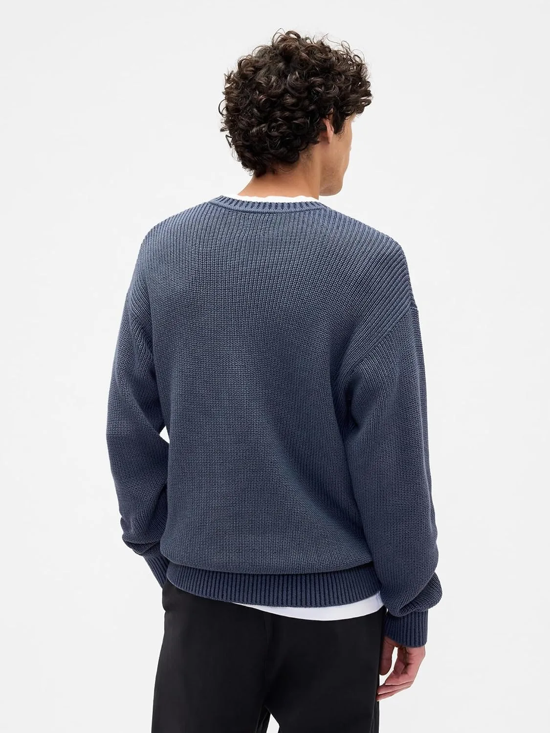 Свитер GAP Men's Relaxed Rib, синий — фото 3