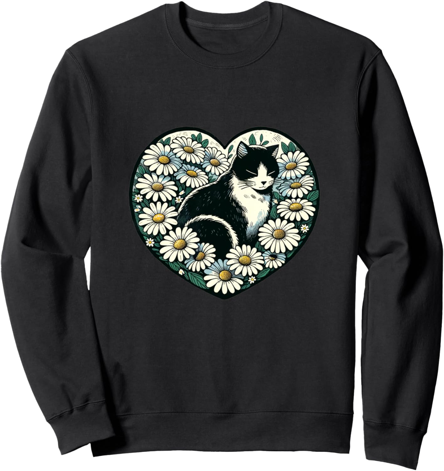 

Толстовка с изображением кошки и ромашки в смокинге Cat Snugg, черный