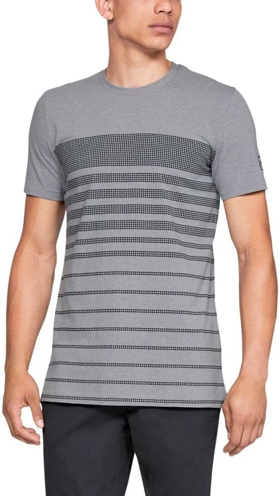 

Мужская спортивная футболка в полоску Under Armour, Steel Light Heather (035)/Black, Черный, Мужская спортивная футболка в полоску Under Armour, Steel Light Heather (035)/Black