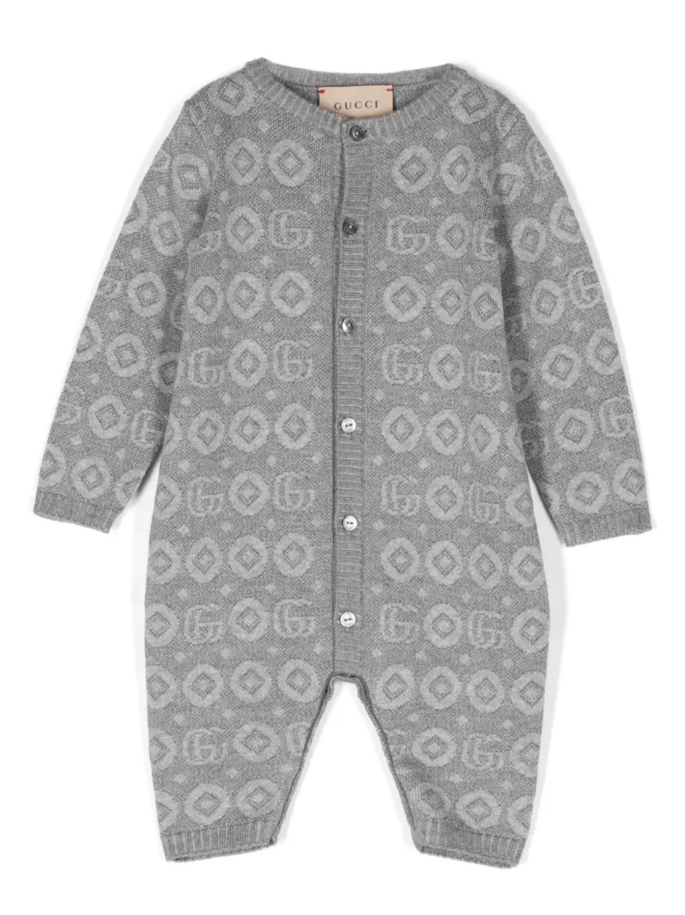Хлопковый комбинезон с двойным логотипом G Gucci Kids, серый