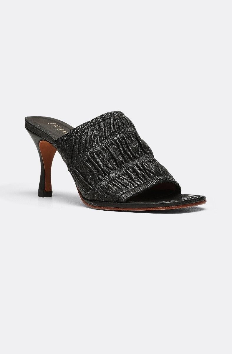 Женские мюли Joie Lisa Lisa08-Blk US 7.5 Черные плиссированные кожаные на высоком каблуке FZP005 (Черный,7.5)