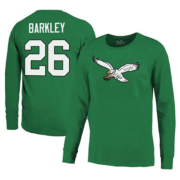 

Мужская футболка с длинным рукавом Philadelphia Eagles Kelly Green с именем и номером Saquon Barkley Majestic Threads