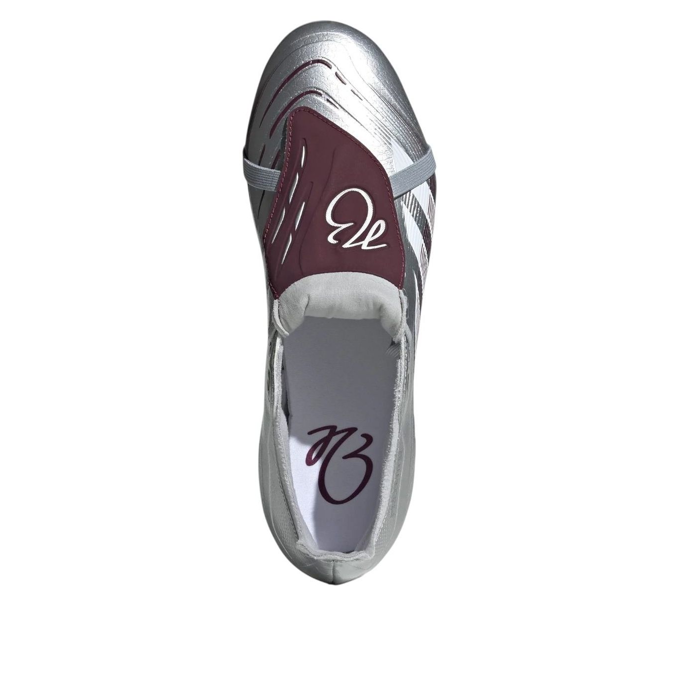 Футболка Adidas x Jude Bellingham Predator League Fold Over Tongue FG MG 'Silver Metallic Burgundy' — фото 3