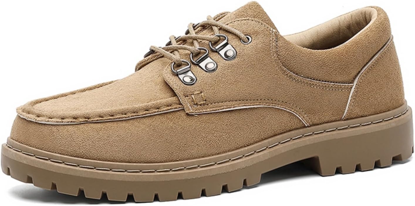 

Мужские повседневные туфли в стиле оксфорд с шнуровкой, из замшевой кожи с прочной резиновой подошвой, металлическими люверсами и строчкой, для работы, повседневной носки и делового стиля Kelibasi, хаки