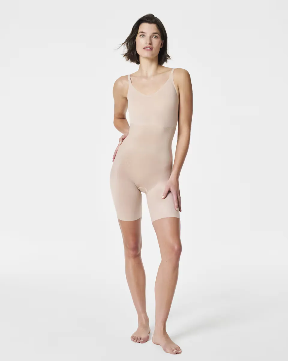 

Утягивающее боди с бретелями до середины ног Spanx, бежевый