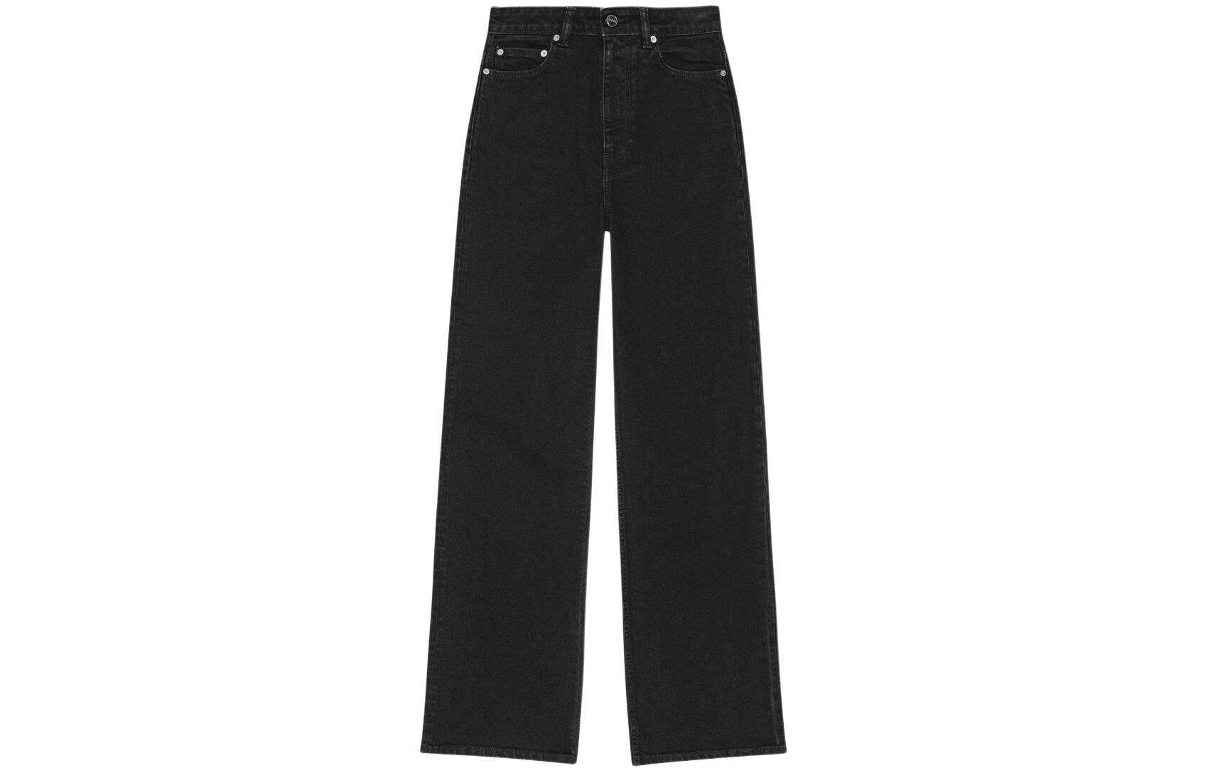 

Джинсы с широкими штанинами и нашивкой с логотипом GANNI, черный