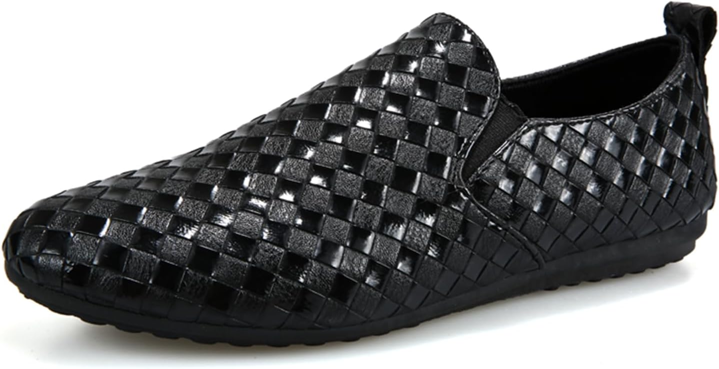 

Мужские слипоны Dacnakby из плетеной ПУ-кожи, черные, повседневные мокасины для вождения, ручной работы, дышащие, удобные обувь для прогулок на улице