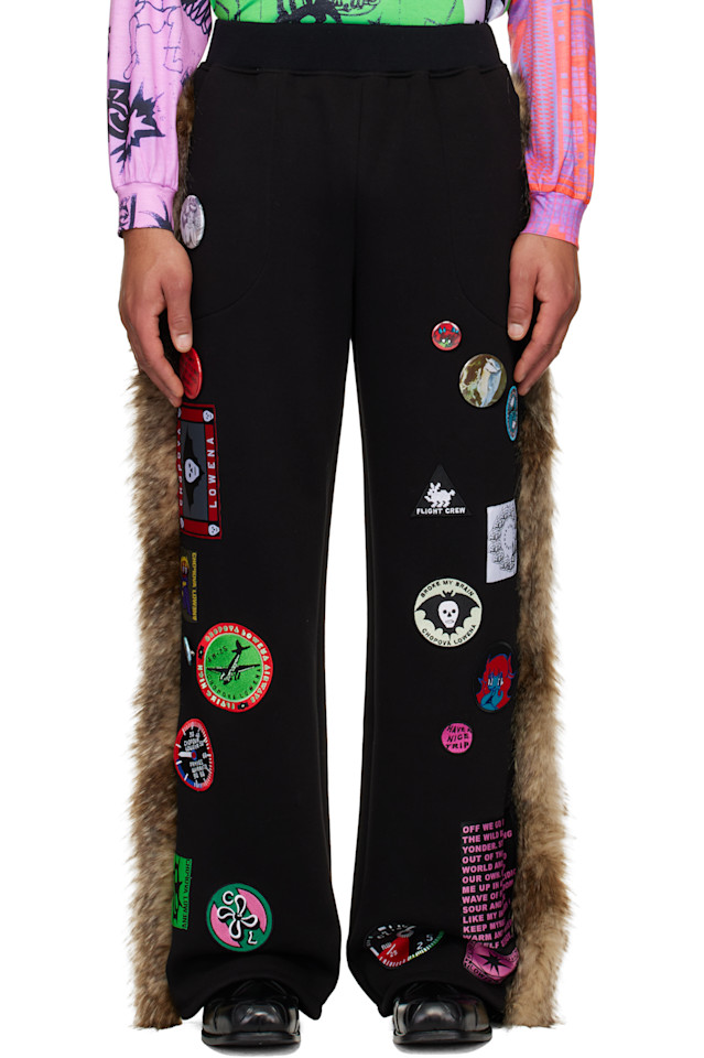 

Chopova Lowena Черные спортивные штаны из искусственного меха