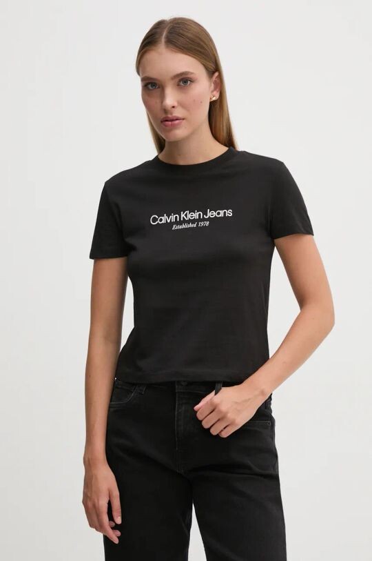 

Хлопковая футболка Calvin Klein Jeans, черный