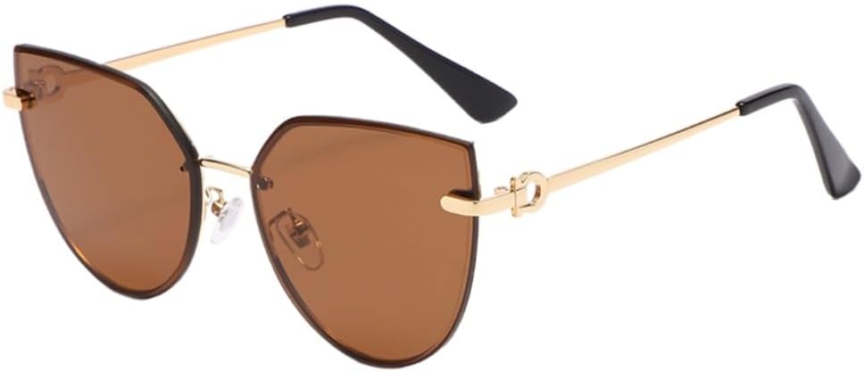 

Солнцезащитные очки «кошачий глаз» для женщин, винтажные солнцезащитные очки без оправы для мужчин, ретро-очки, классические солнцезащитные очки, очки с защитой от УФ-излучения UV400 UJNHGQ, Brown