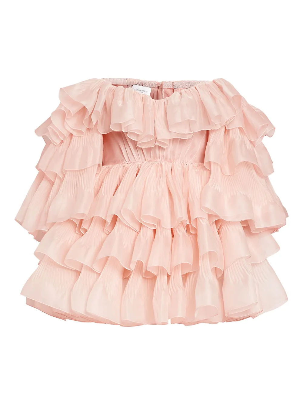

Платье мини с открытыми плечами и оборками Giambattista Valli, розовый