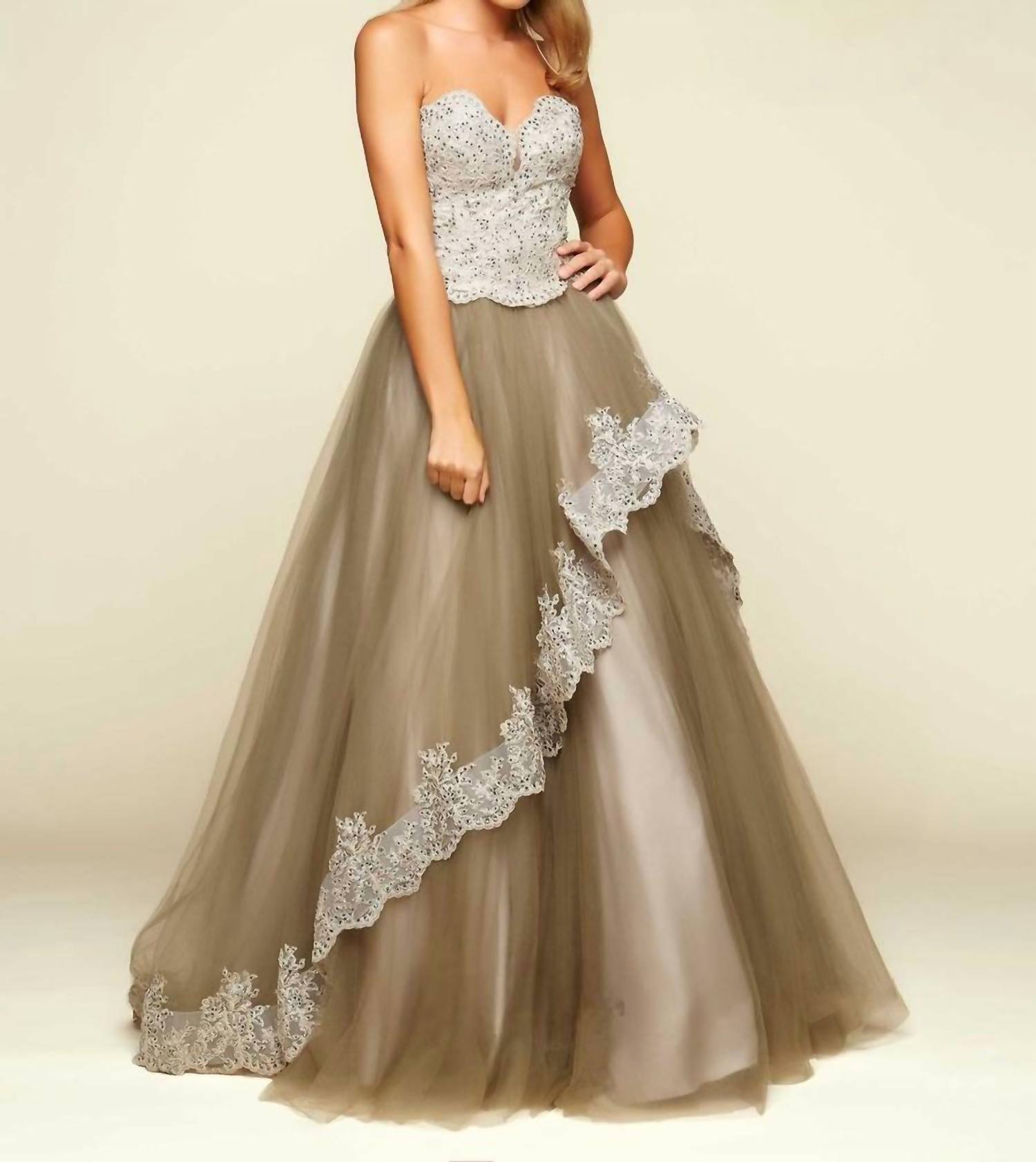 

Бальное платье из тюля в цвете «древесный уголь» Mac Duggal, цвет charcoal