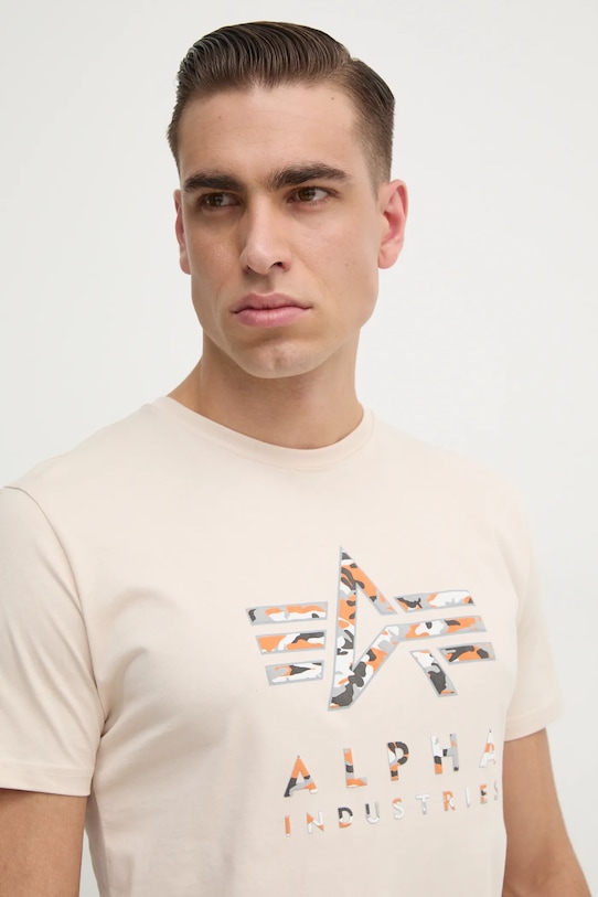 

Хлопковая футболка Alpha Industries, бежевый