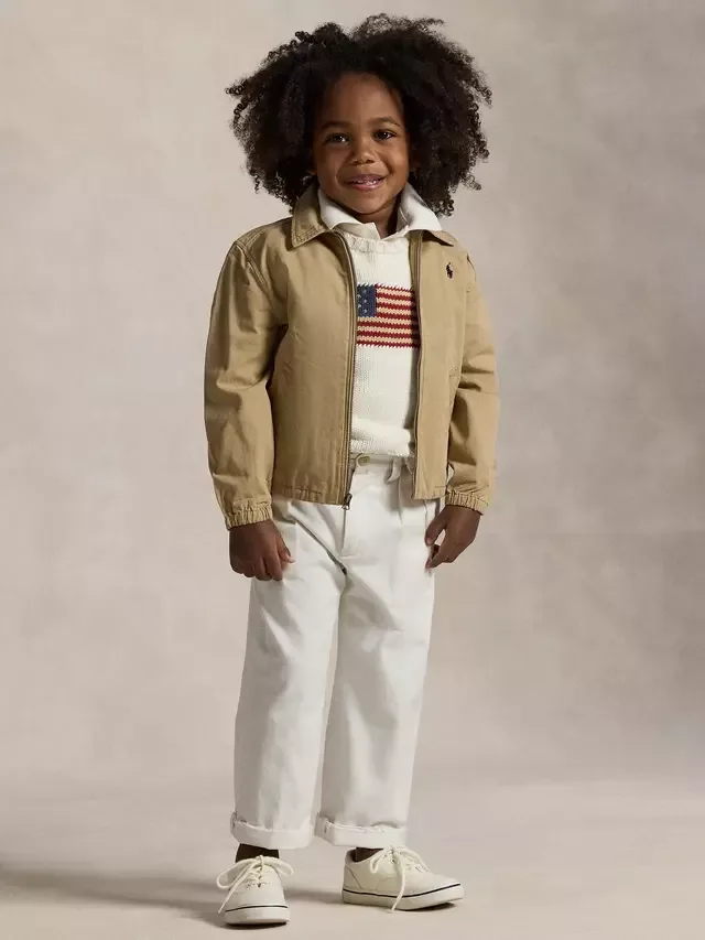 Детская хлопковая ветровка Polo Kids' Bayport, цвет кофейно-бежевый Ralph Lauren — фото 2
