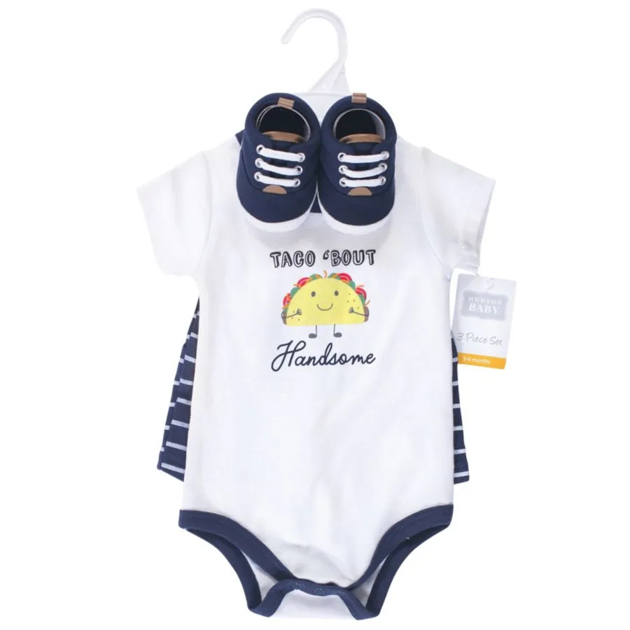 Хлопковый боди, шорты и комплект обуви Hudson Baby, Handsome Taco — фото 2