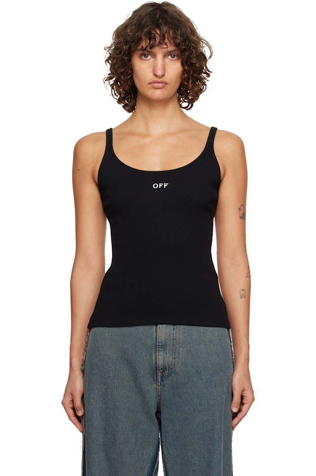 

Топ без маркировки в рубчик Off-White, черный