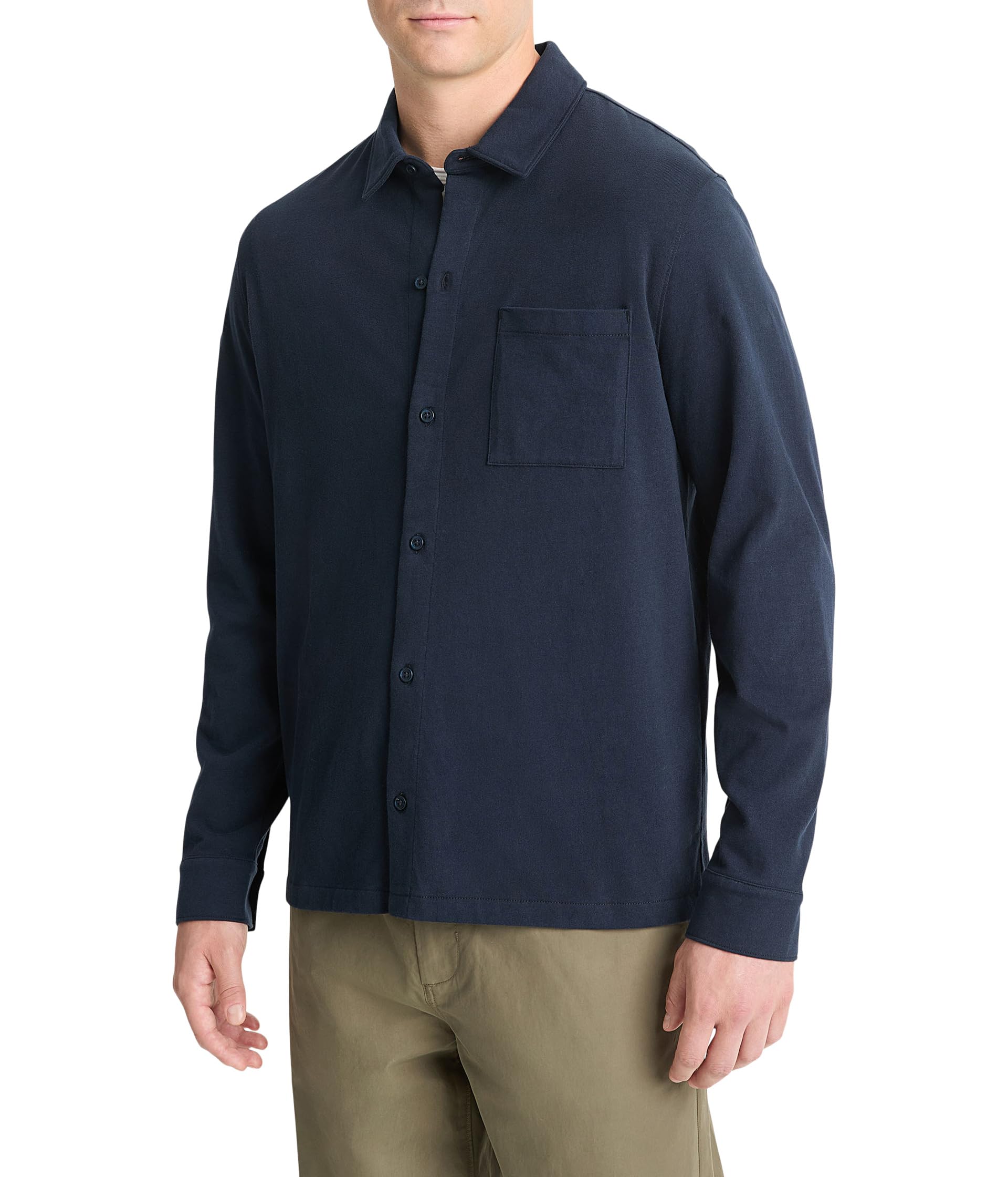 

Топ Vince Sueded Jersey Long Sleeve Button Down, цвет Coastal