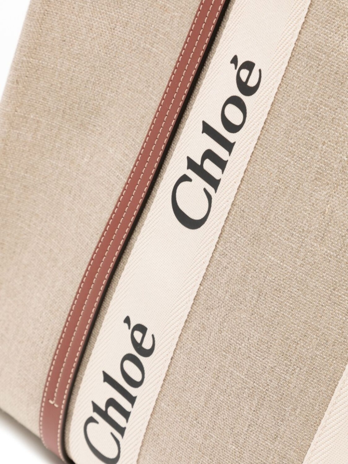 Chloé большая сумка-тоут Woody, нейтральный цвет — фото 4