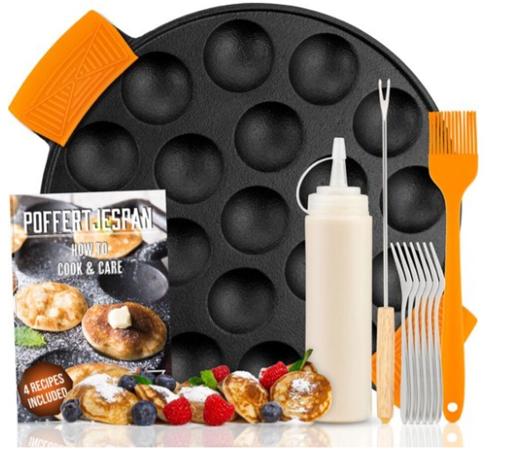 

Набор кастрюль IRONO Poffertjes - Включает мерную бутылку, вилку и 6 вилок - Индукционная и электрическая сковорода Poffertjes - Производитель Poffertjes 19 Poffertjes