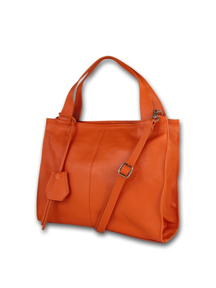 

Кожаная сумка через плечо, сумка-шоппер Toscanto, оранжевая, около 33 см Toscanto