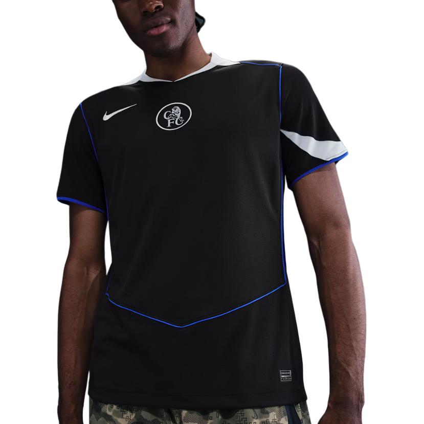 Футболка Chelsea Fc 2025/26 Stadium Third мужская Dri FIT Total 90 реплика Nike, черный/серебро/синий