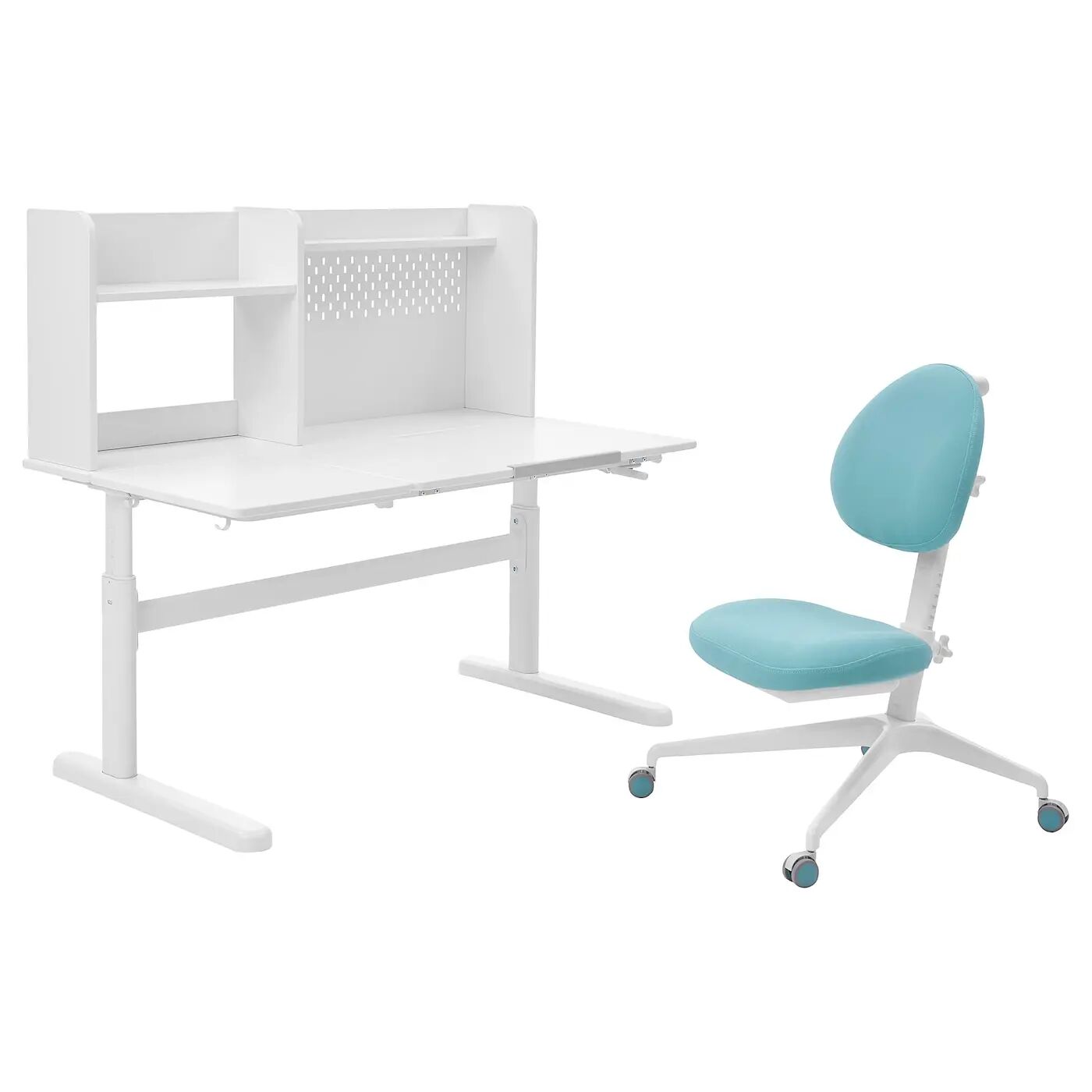 Детский стол и стул BERGLÄRKA/DAGNAR IKEA, 120x70 см, белый/бирюзовый