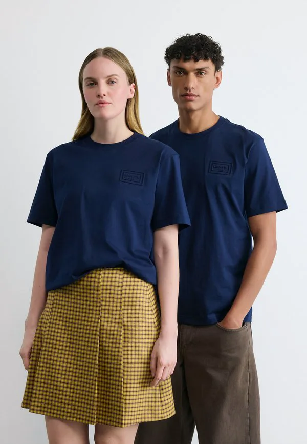 Футболка Lacoste Унисекс, Однотонная, темно-синий