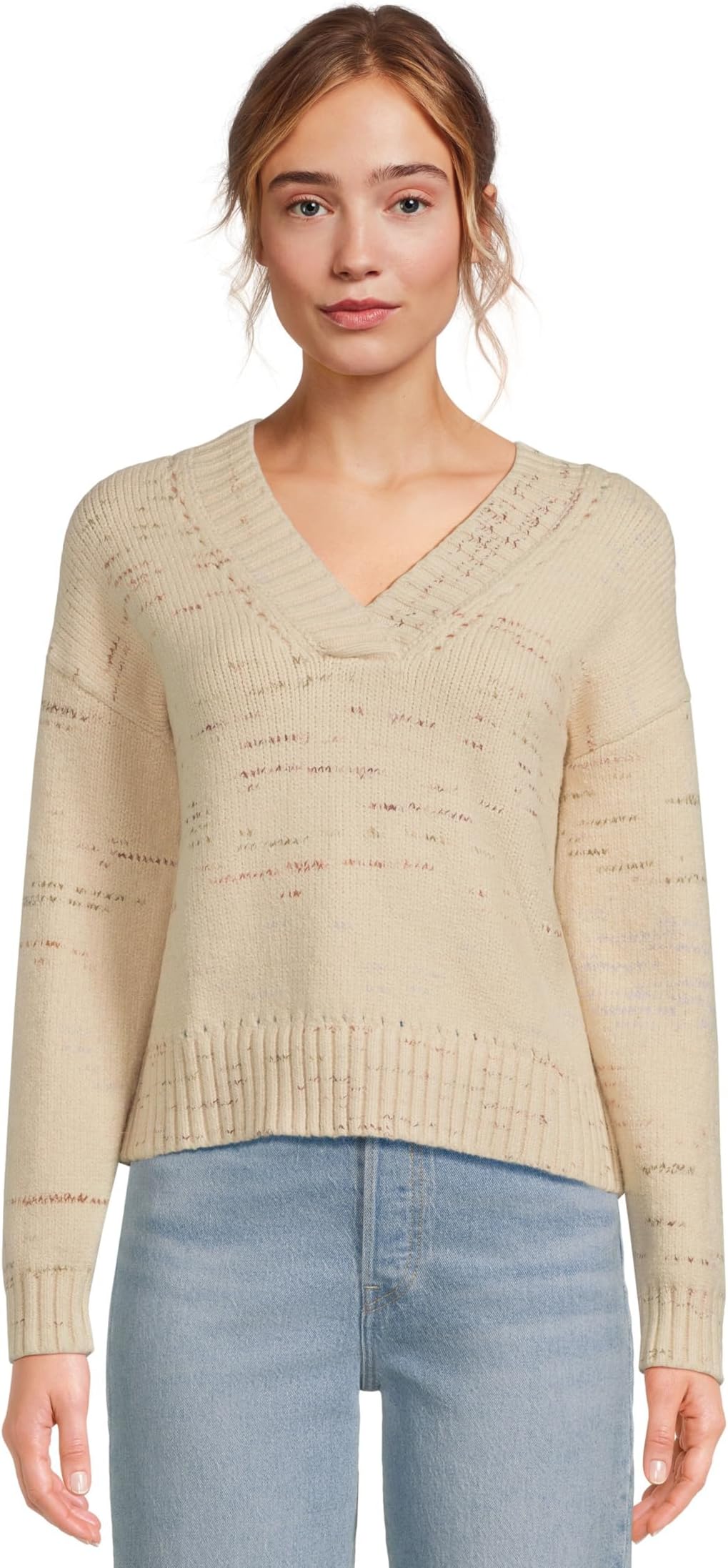 

Свитер Lilla P Oversized V-Neck Sweater, цвет Eggshell Combo