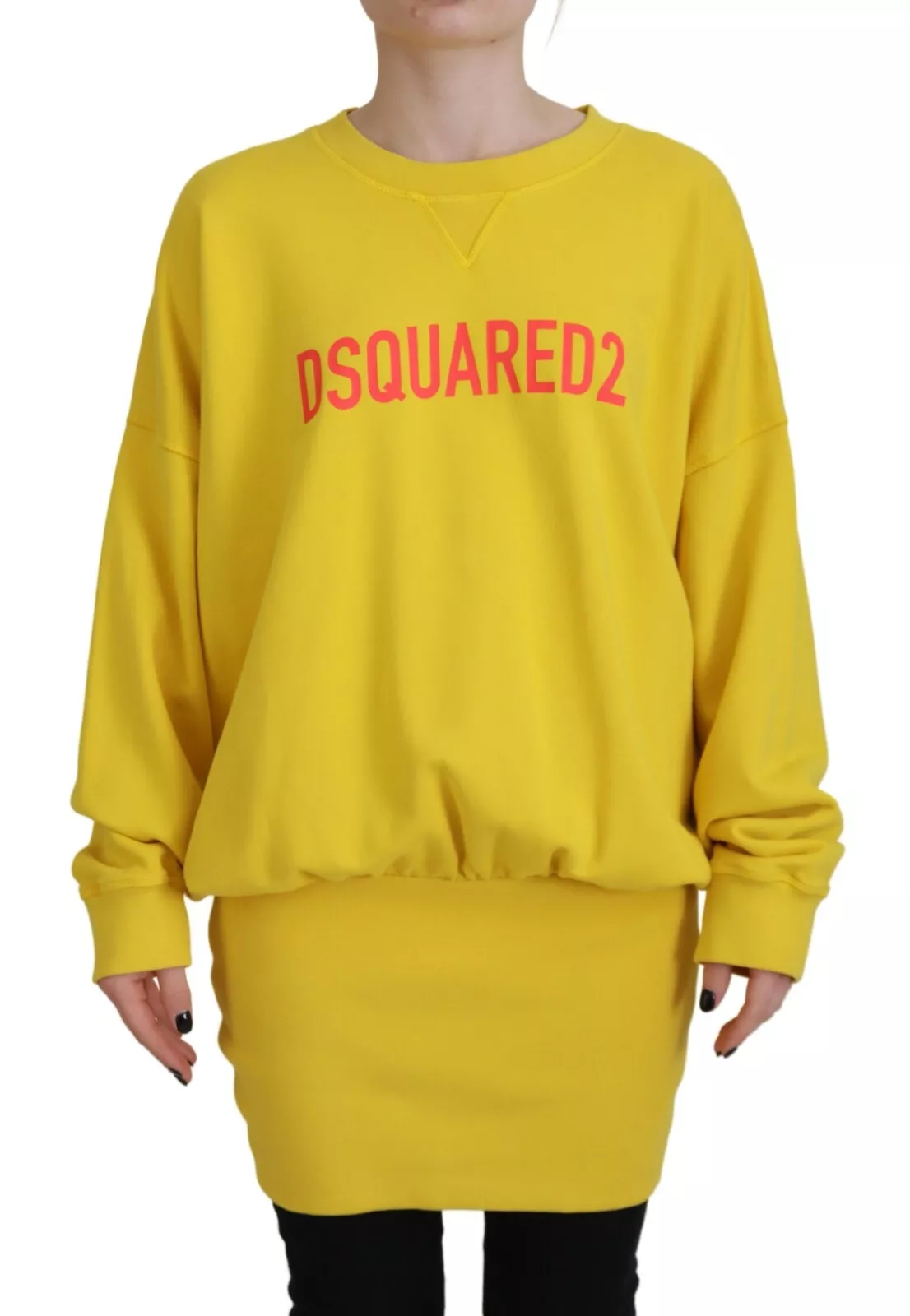 

Желтый хлопковый свитер с круглым вырезом и принтом логотипа Dsquared2