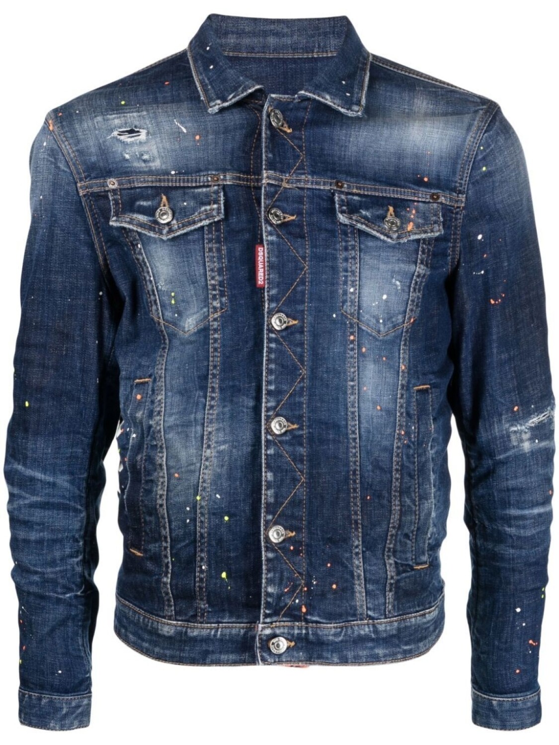 

Dsquared2 джинсовая куртка с эффектом разбрызганной краски, синий