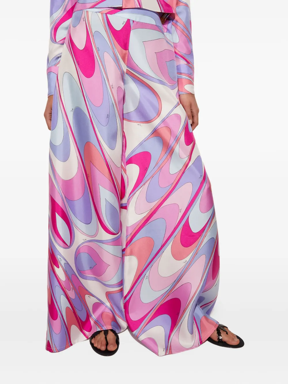 

Брюки из твила из шелка с принтом "Onde" Pucci, белый