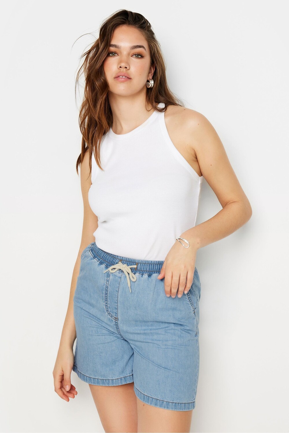 

Джинсовые шорты с завязкой на талии Long Tall Sally, синий