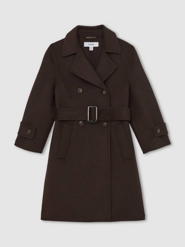 Детское пальто с поясом из смесовой шерсти Rene Reiss, Chocolate Brown — фото 3