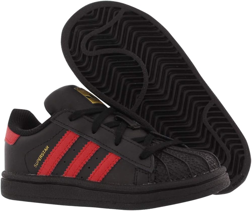 Кроссовки adidas Superstar для детей и взрослых, черный/золотой/алый — фото 2