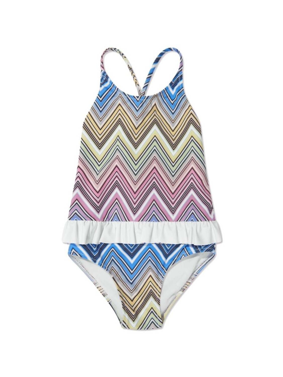 

Missoni Kids купальник с оборками и узором зигзаг, синий