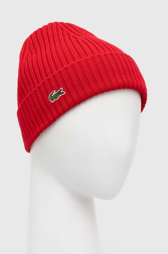 

Шерстяная шапка Lacoste, красный