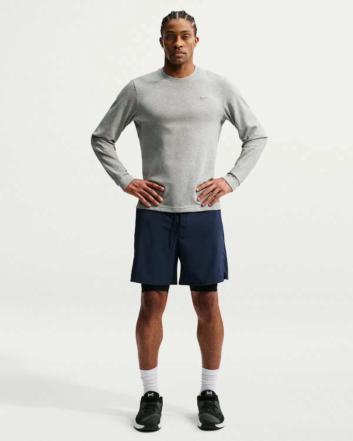 Мужская длинная футболка Dri-FIT Versatile Top Nike Primary, Dark Grey Heather/Heather/Smoke Grey — фото 4
