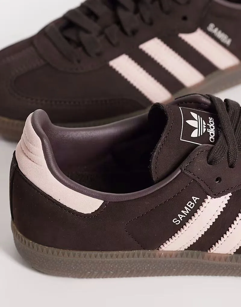 Кроссовки Adidas Originals Samba OG коричневого и розового цвета — фото 4