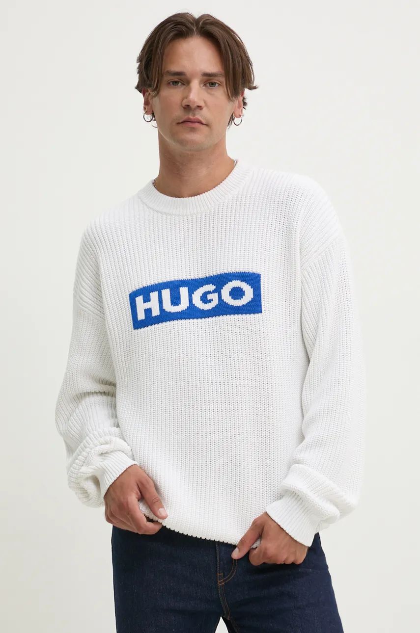 

Hugo Синий хлопковый свитер Hugo Blue, белый