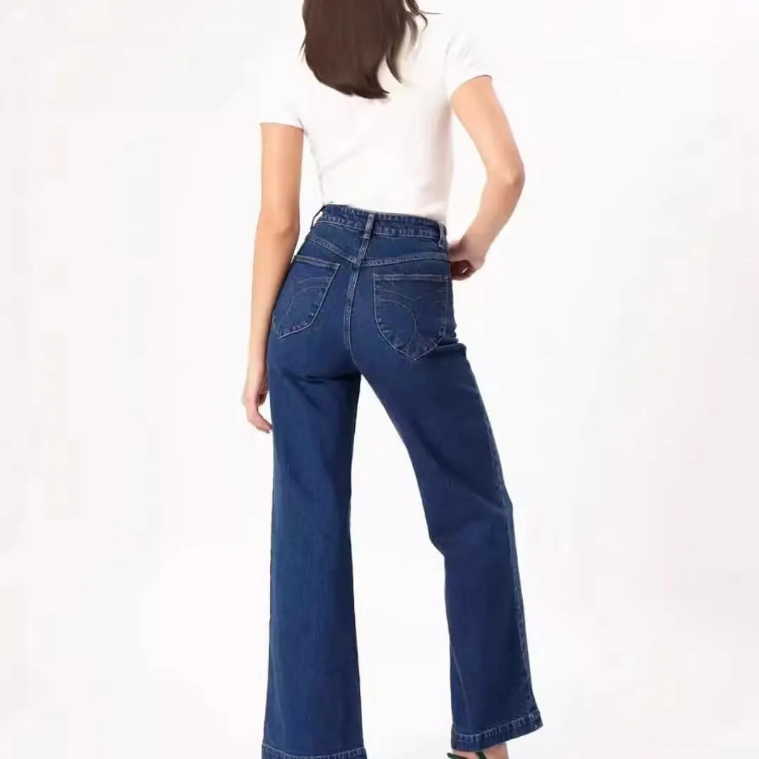 Женские джинсы Wide Leg, High Waisted, Stretchy, Straight Leg — фото 4