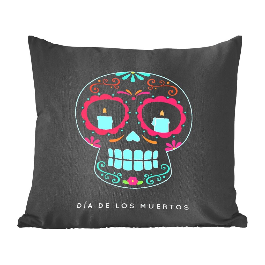 

Декоративная подушка MuchoWow, подушка для дивана, декоративная подушка для гостиной, 60 x 60 см, красочная иллюстрация Dia de los Muertos - чехол на подушку - хлопчатобумажная ткань - декоративные наволочки