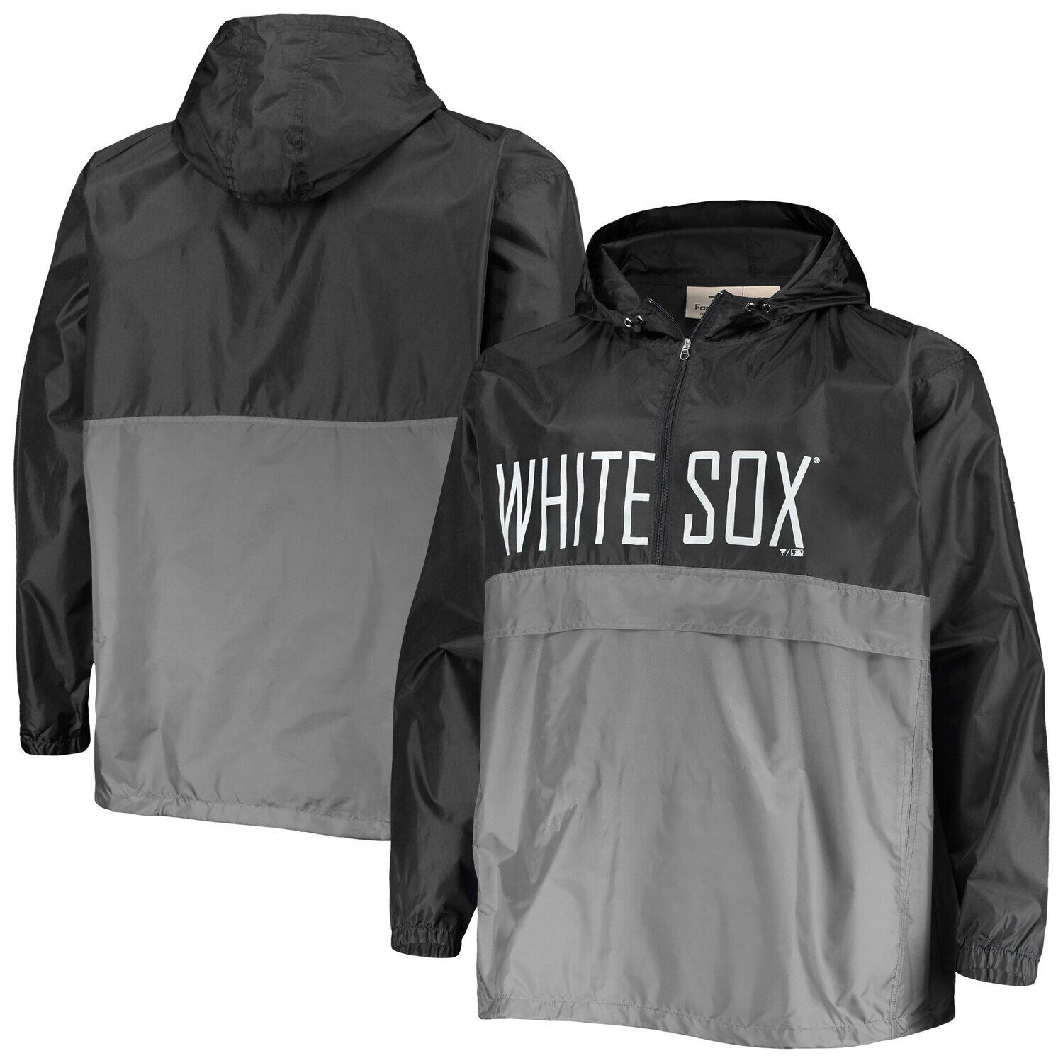 

Мужской черный/серый анорак с половиной молнии Chicago White Sox Big & Tall