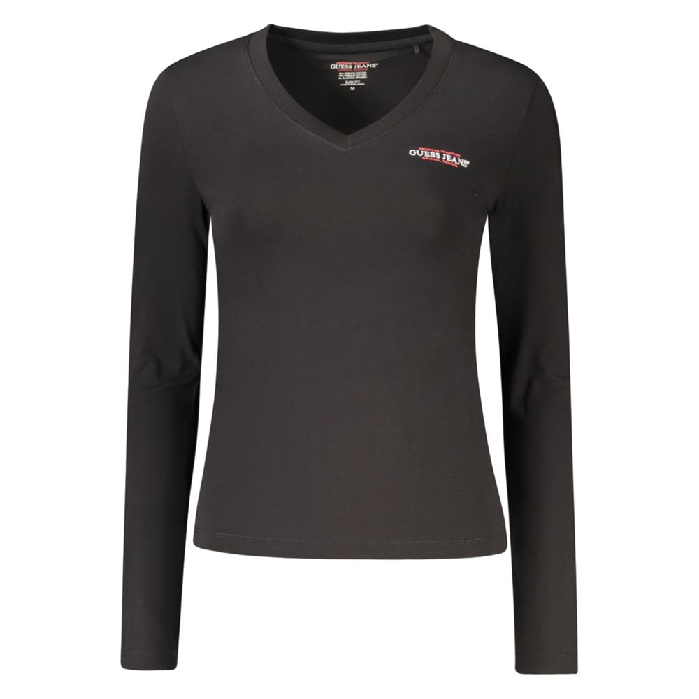 

Черная хлопковая женская футболка Guess Shoes, черный