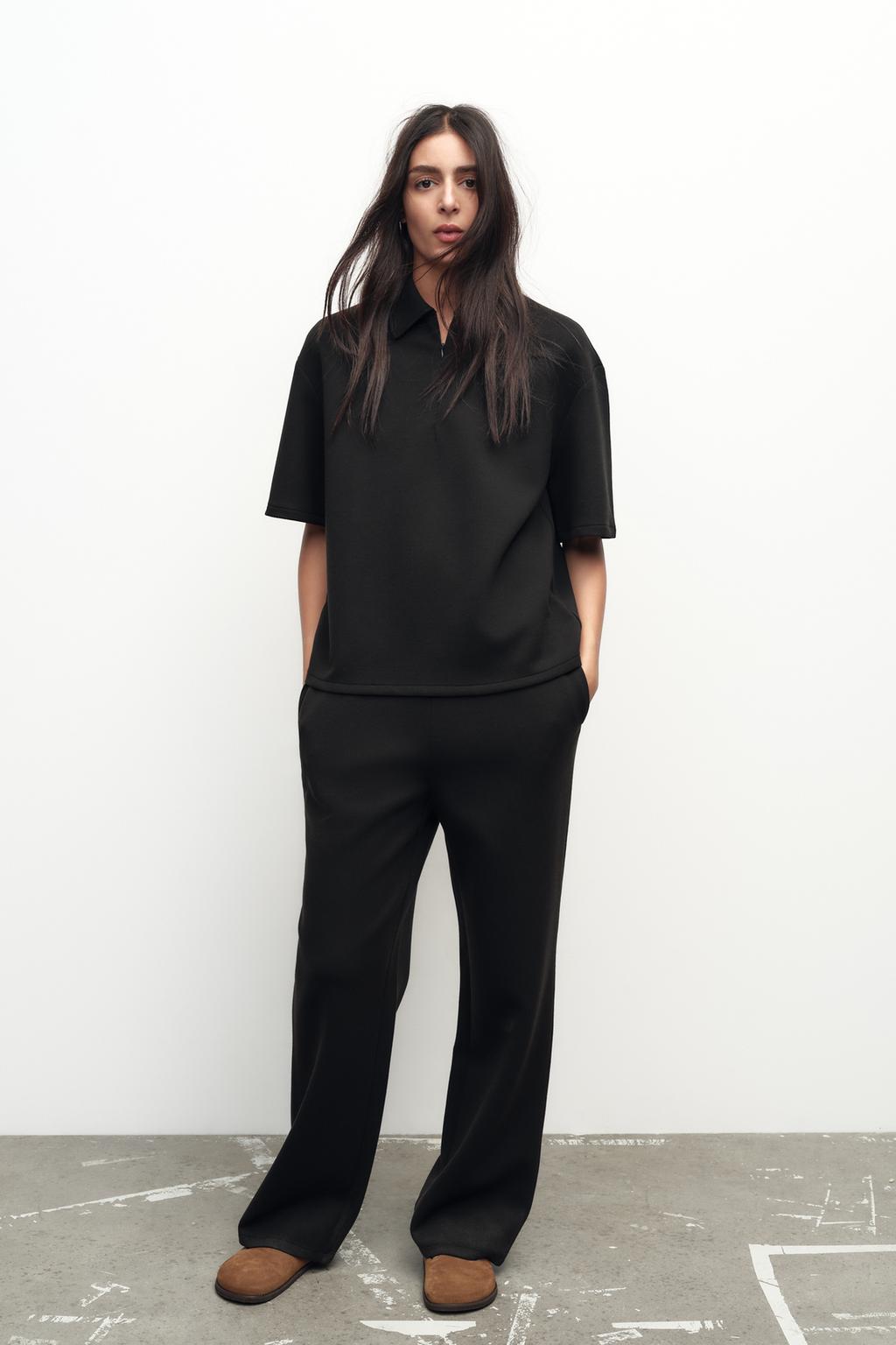 

Струящиеся брюки ZARA, черный