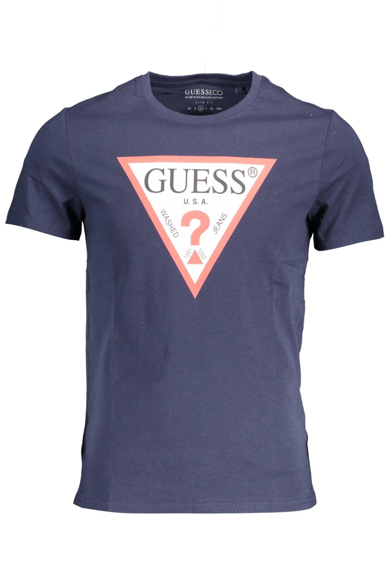 

Синяя хлопковая мужская футболка Guess Shoes
