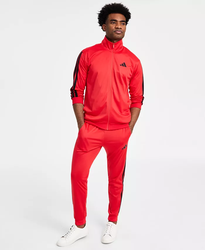Мужской трикотажный топ с тремя полосками, стандартный размер adidas, красный — фото 2