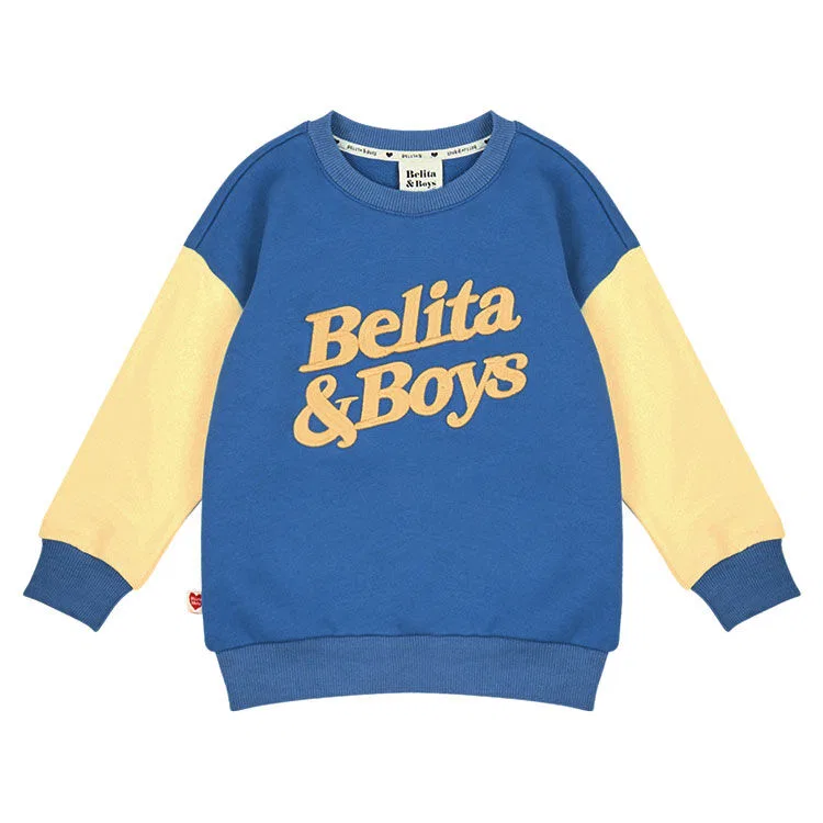Детский свитшот с цветными блоками и логотипом Belita синий от Belita&Boys