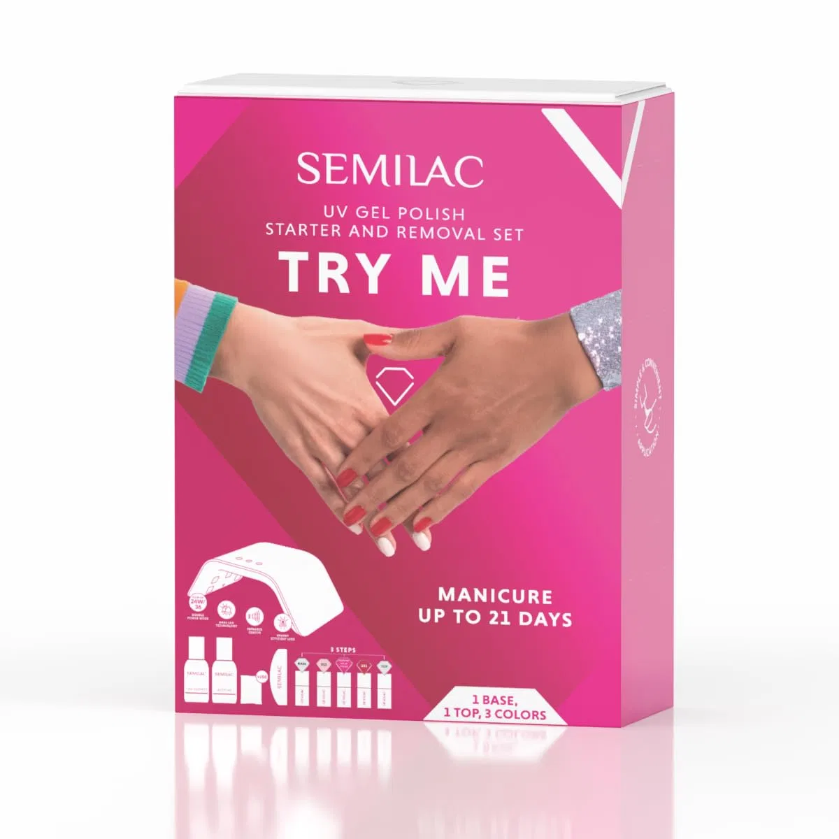 Набор для гибридного маникюра «Try Me» от Semilac с УФ/LED-лампой Semilac, Try Me — фото 2