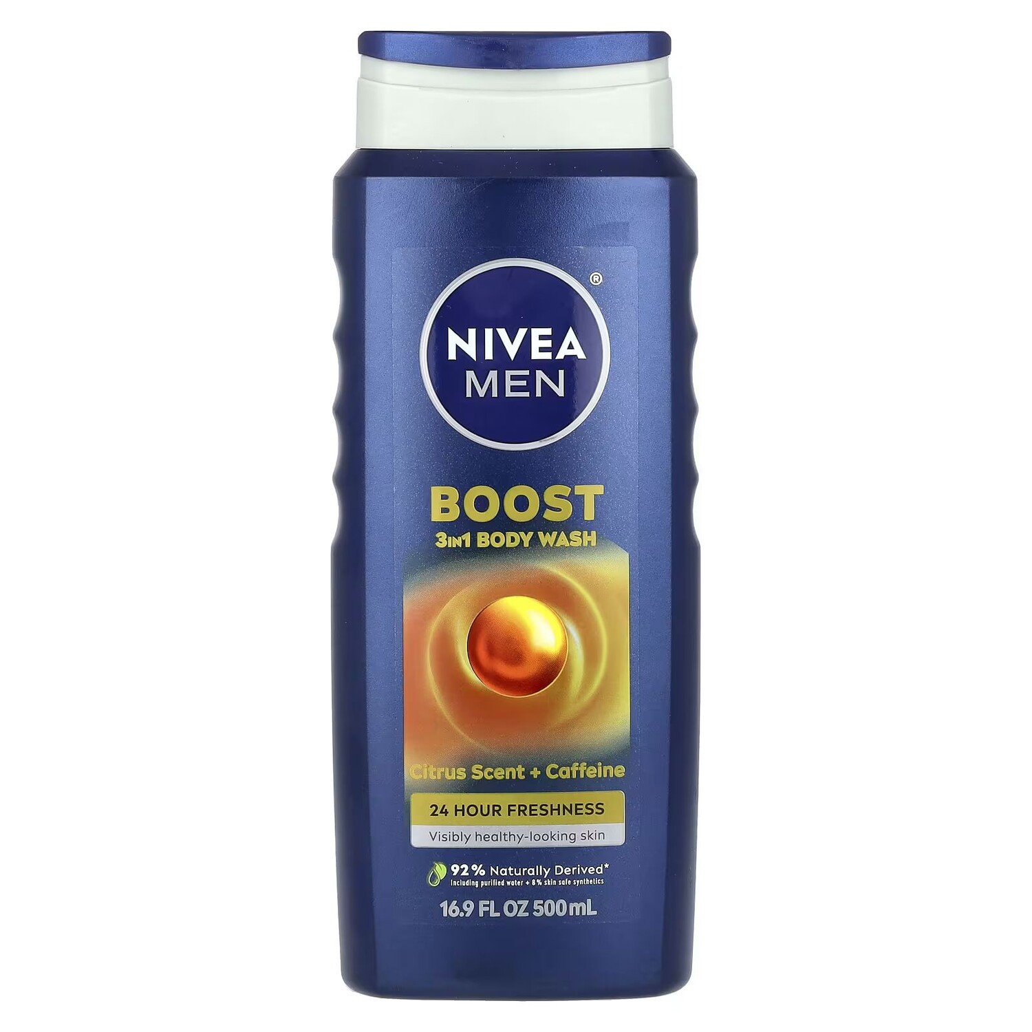 

Men, гель для душа Boost 3-в-1, цитрусовый аромат + кофеин, 16,9 жидких унций (500 мл) Nivea